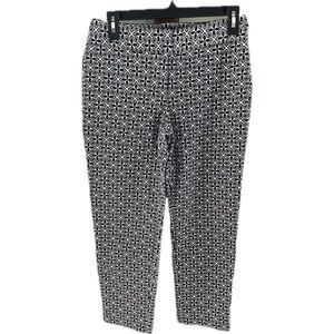 Talbots Hampshire Black and White Pants with Geometric Pattern